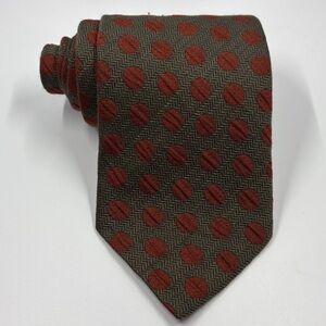 Emporio Armani Men’s 100% Silk Tie Necktie Brown Red Polka‎ Dots